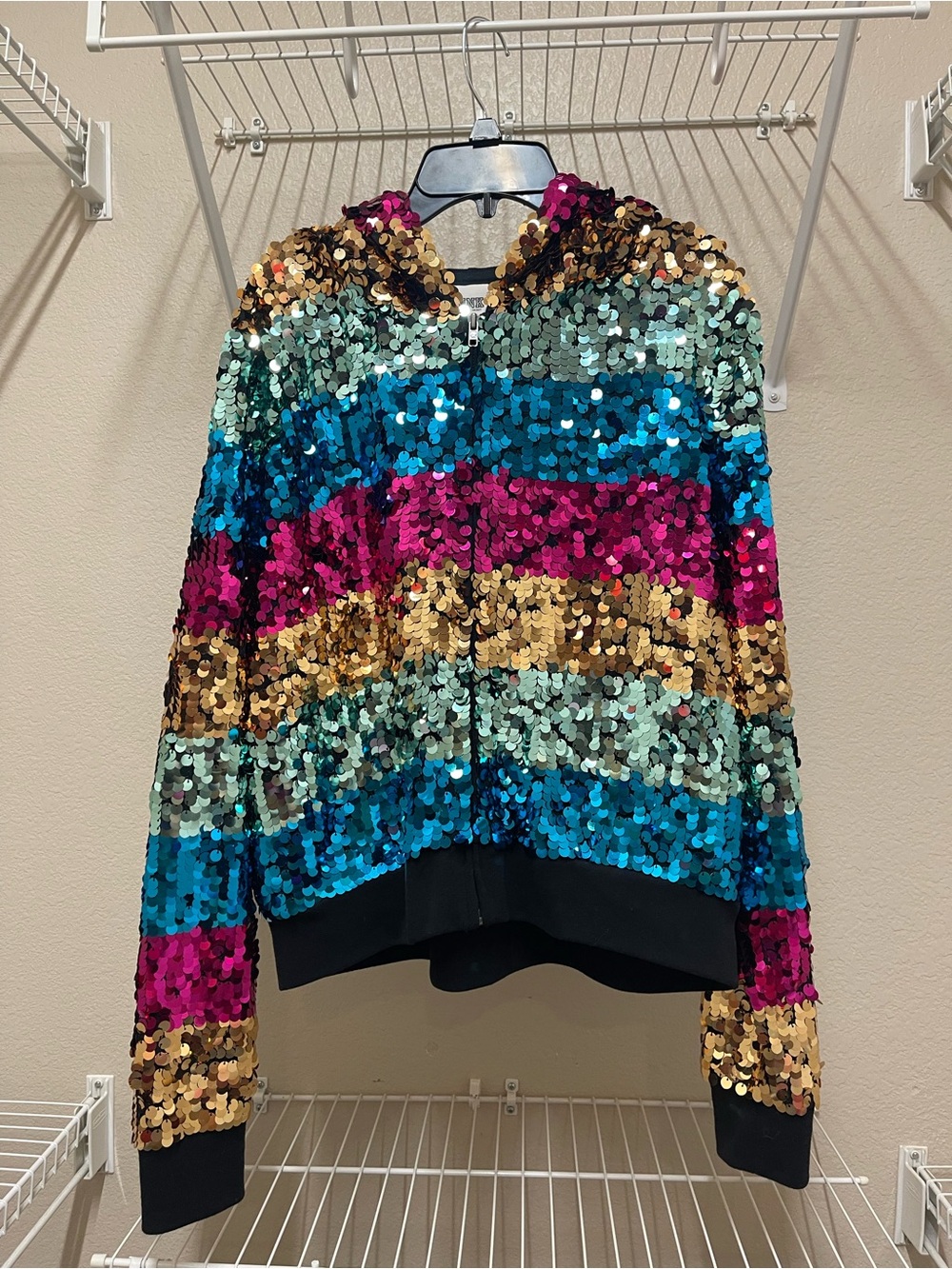 VS PINK Fashion Show Rainbow 🌈 Sequin Jacket EUC - Picture 2 of 4
